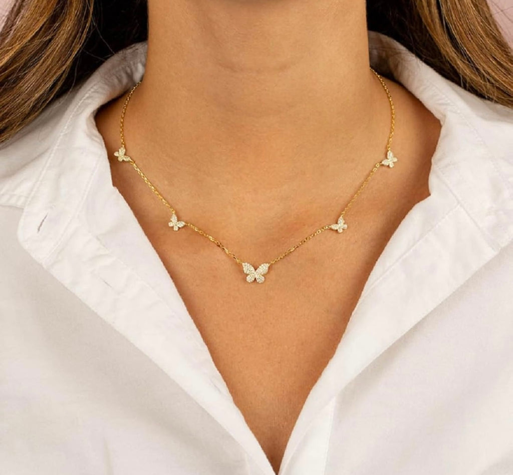Gold butterfly necklace
