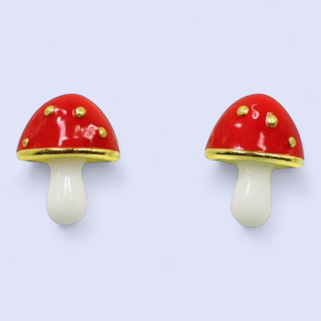 Red mushroom earrings