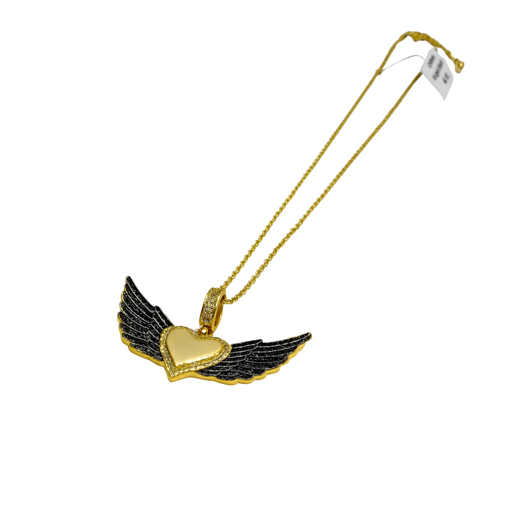Gold winged heart necklace