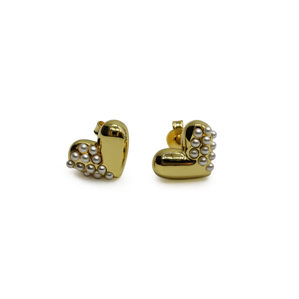 Heart/pearls studs