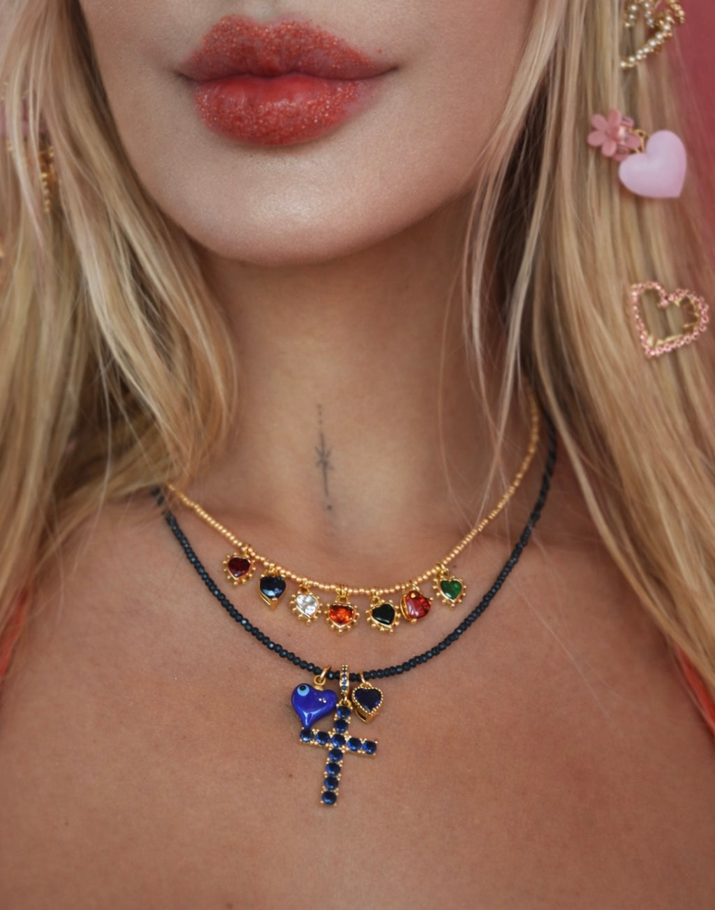 Navy blue cross necklace