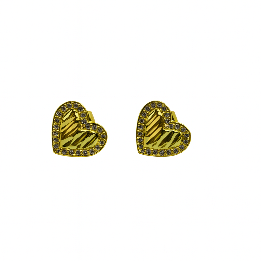 Gold crystal heart studs