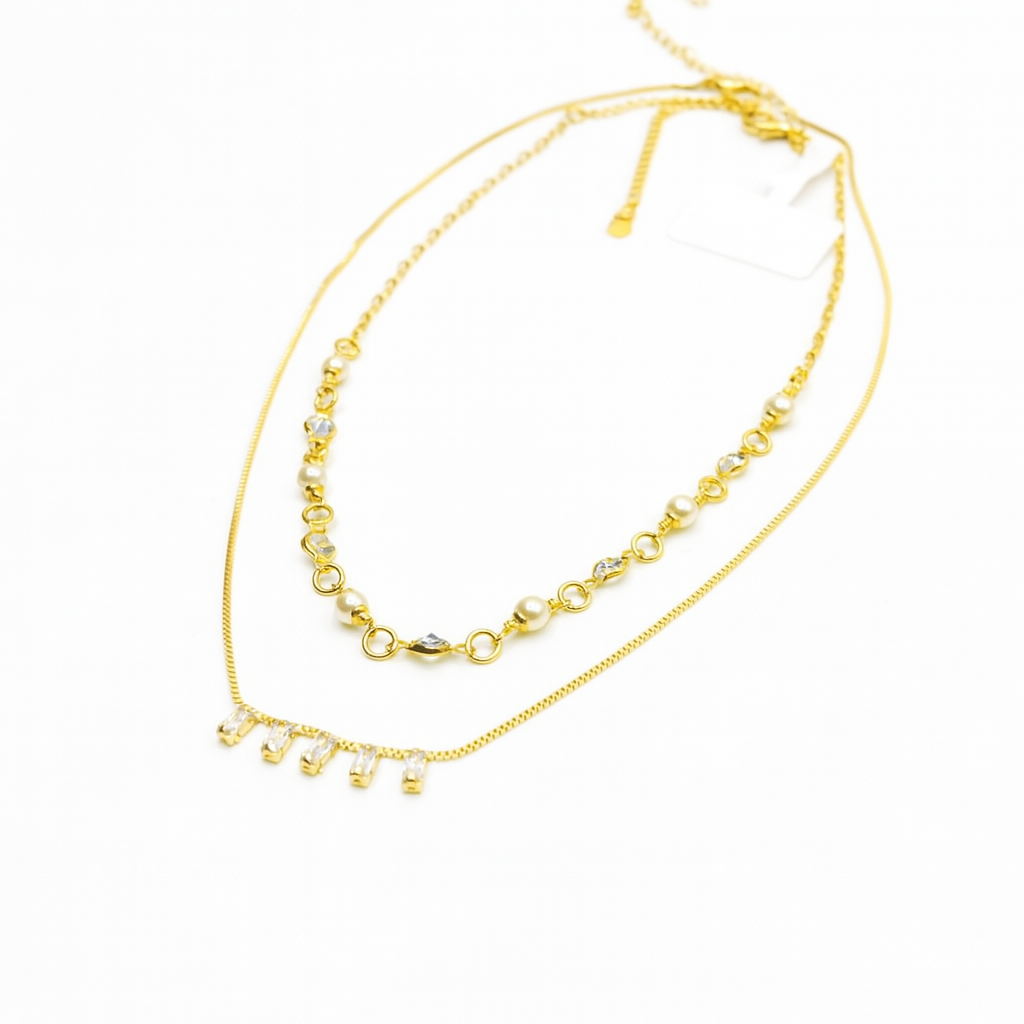 Gold layered necklace set