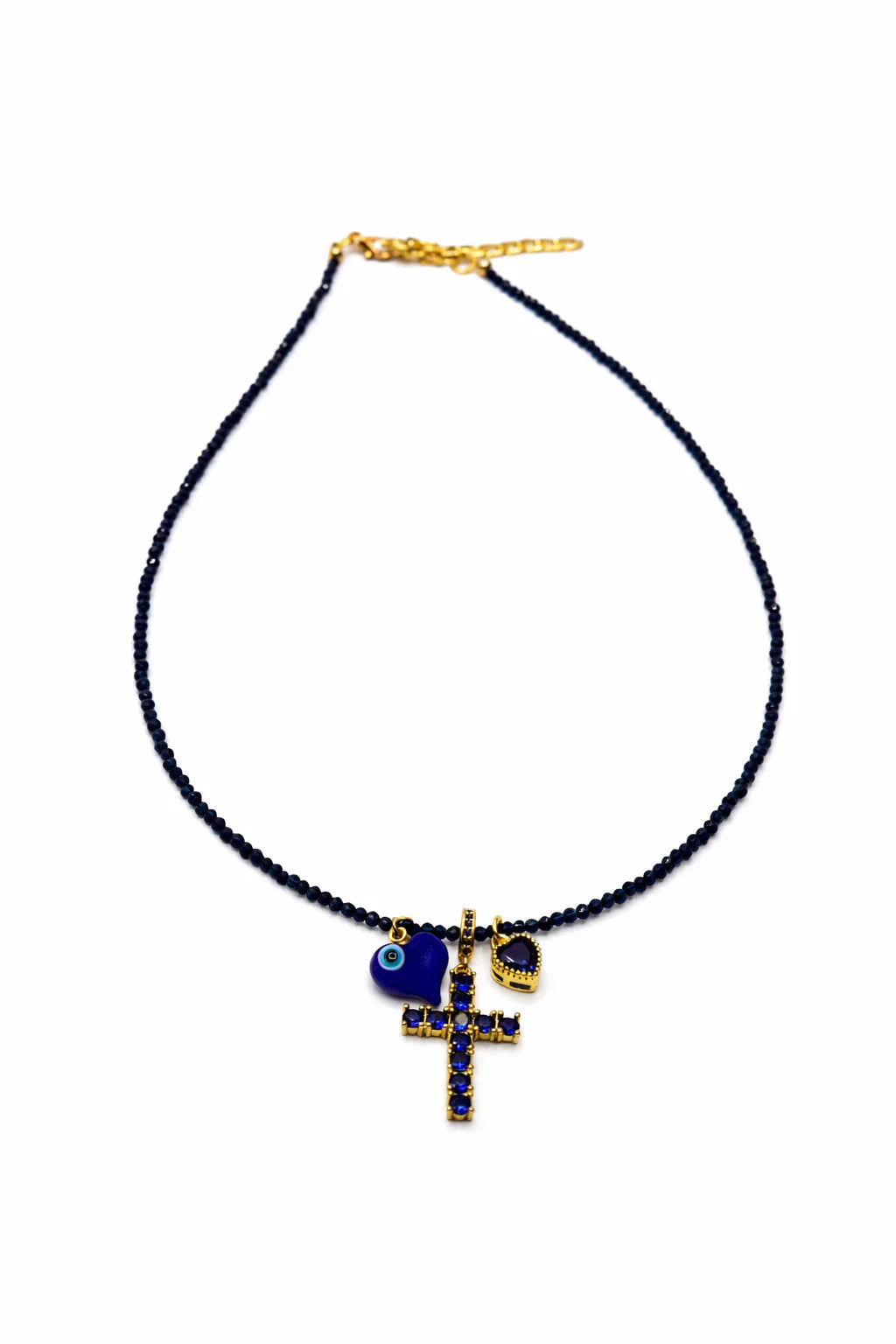 Navy blue cross necklace