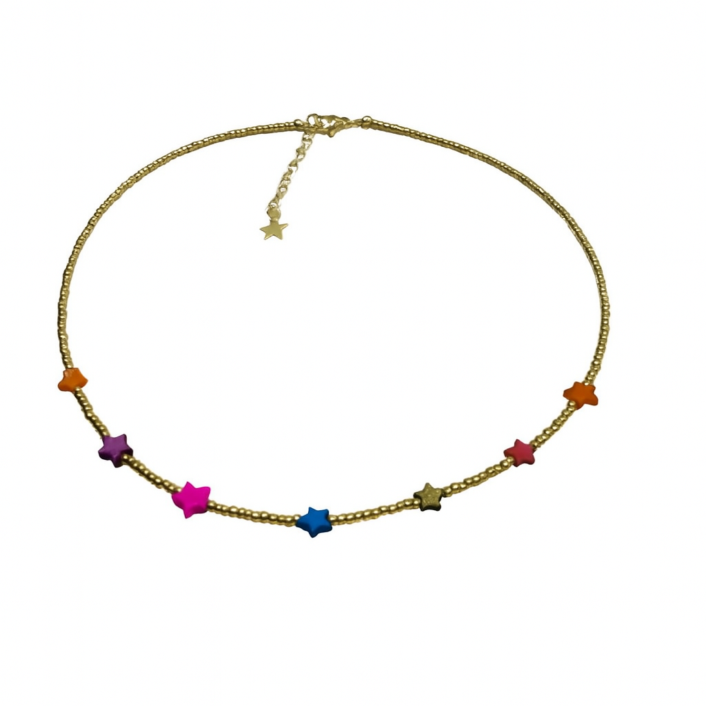 Gold chocker with colorful