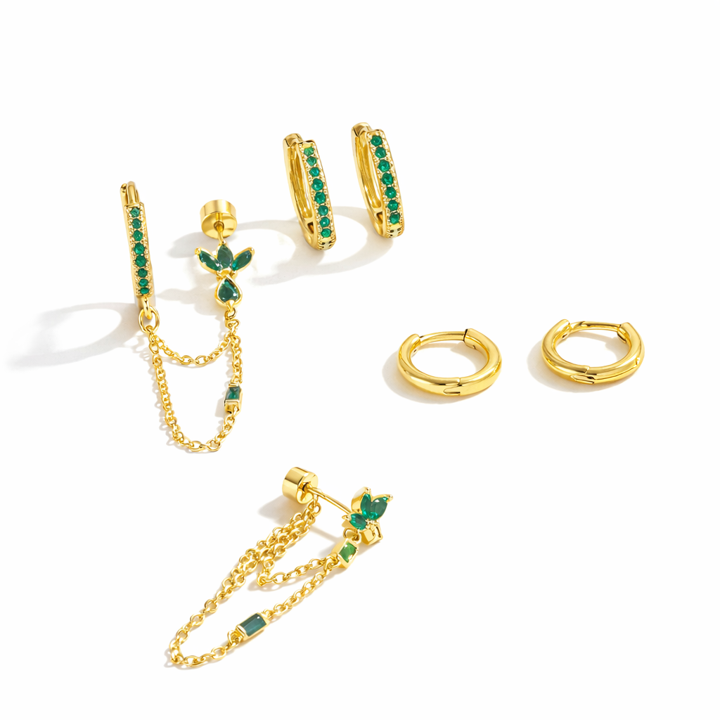 Green studs & mini hoops