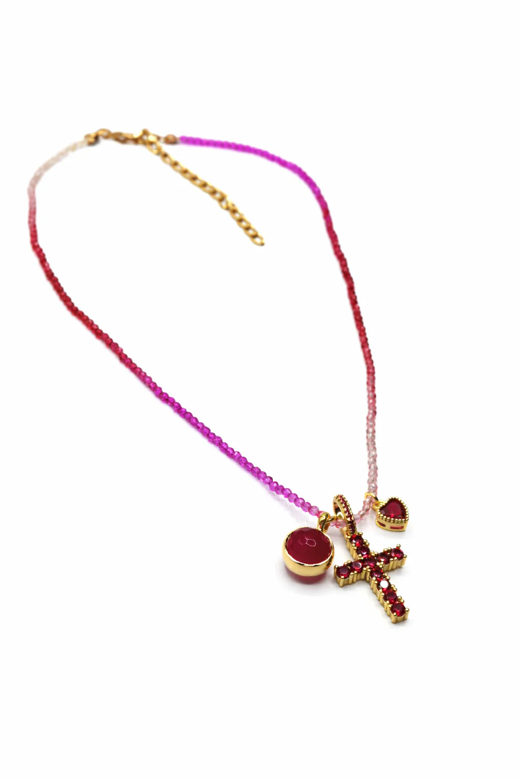 Pink cross necklace